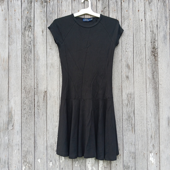 Polo Ralph Lauren Dresses & Skirts - Polo Ralph Lauren Black Drop Waist Jersey Dress Short Sleeve Womens Sz Small